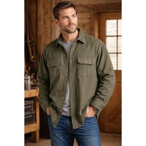 Schmidt Men's XL Olive Green Chamois Work Shirt Cotton ButtonUp Workwear Flannel